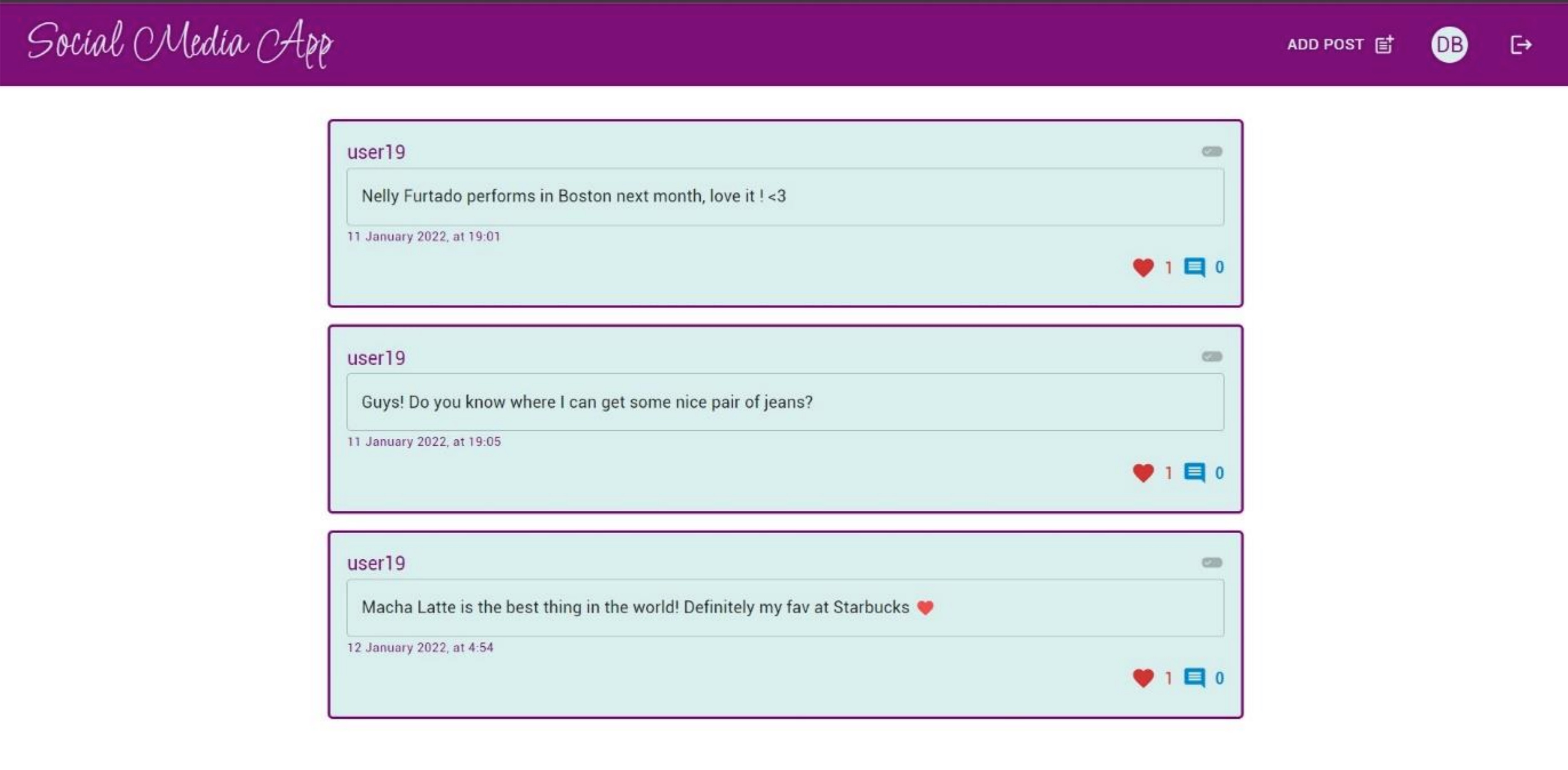 Social Media App screenshot 1